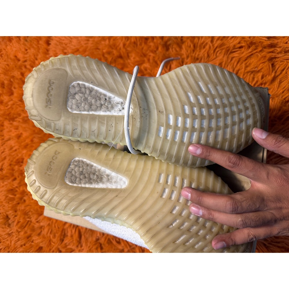 Adidas Yeezy Boost 350 V2 Cream White Mens CP9366 Size 9 Triple White Sneakers - Picture 4 of 5